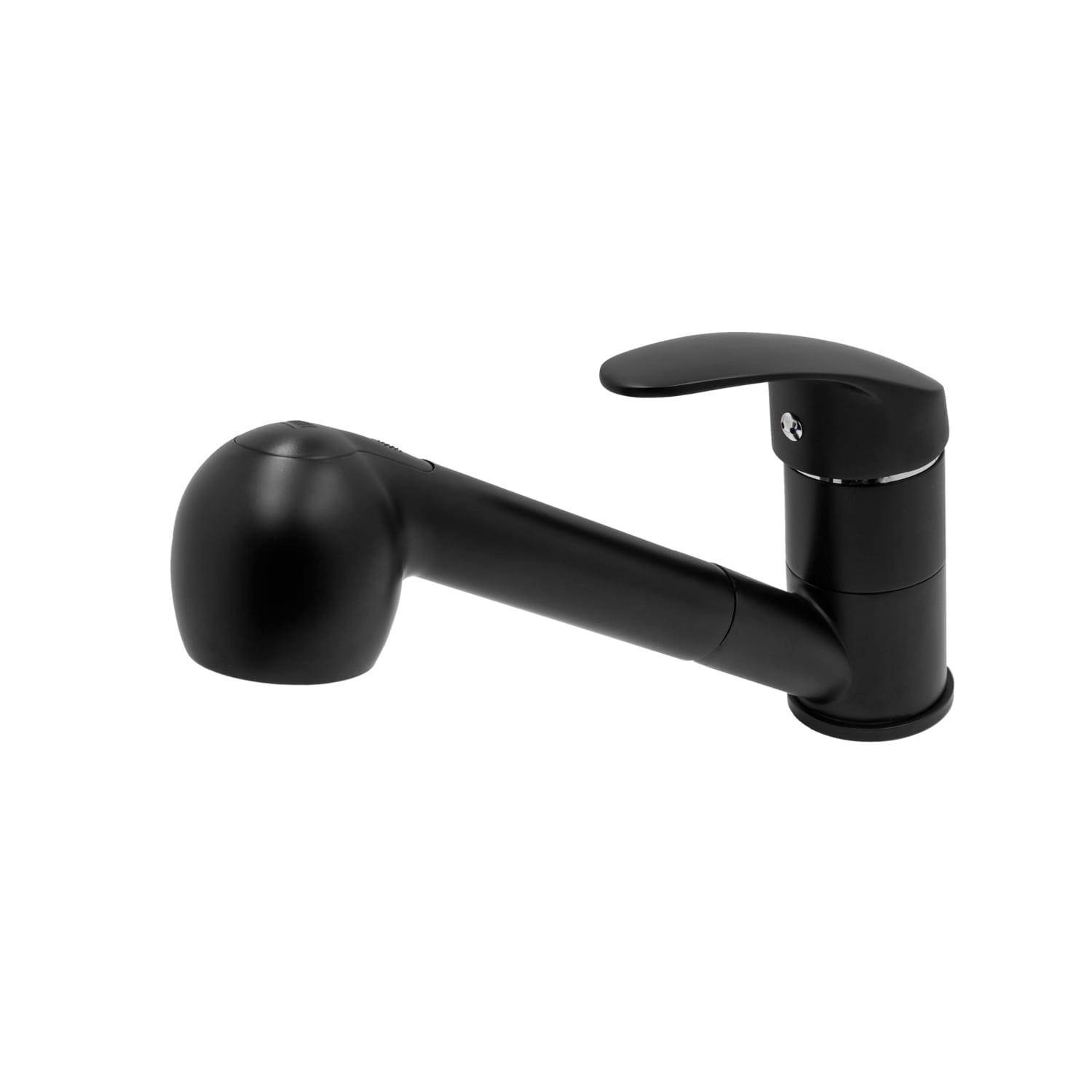 Kuchyňská Baterie Do Dřezu Stojící Vytahovací Sprcha Kohoutek Černý Mat Dřez