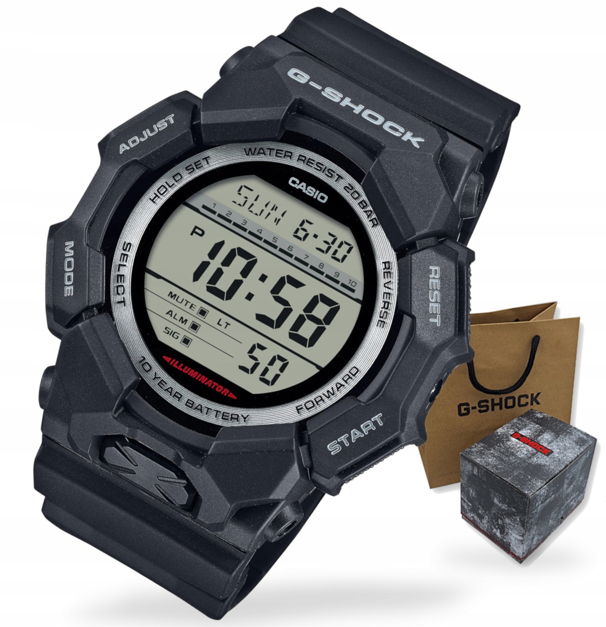 Černé sportovní pánské hodinky Casio G-Shock GD-010 Box Gravírování bonus