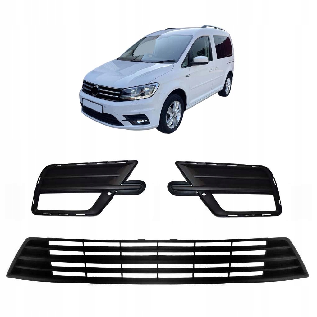 Vw Caddy III Life Lift 2K 2015-2020 Mřížky Atrapy Záslepky Nárazníku 3 ks