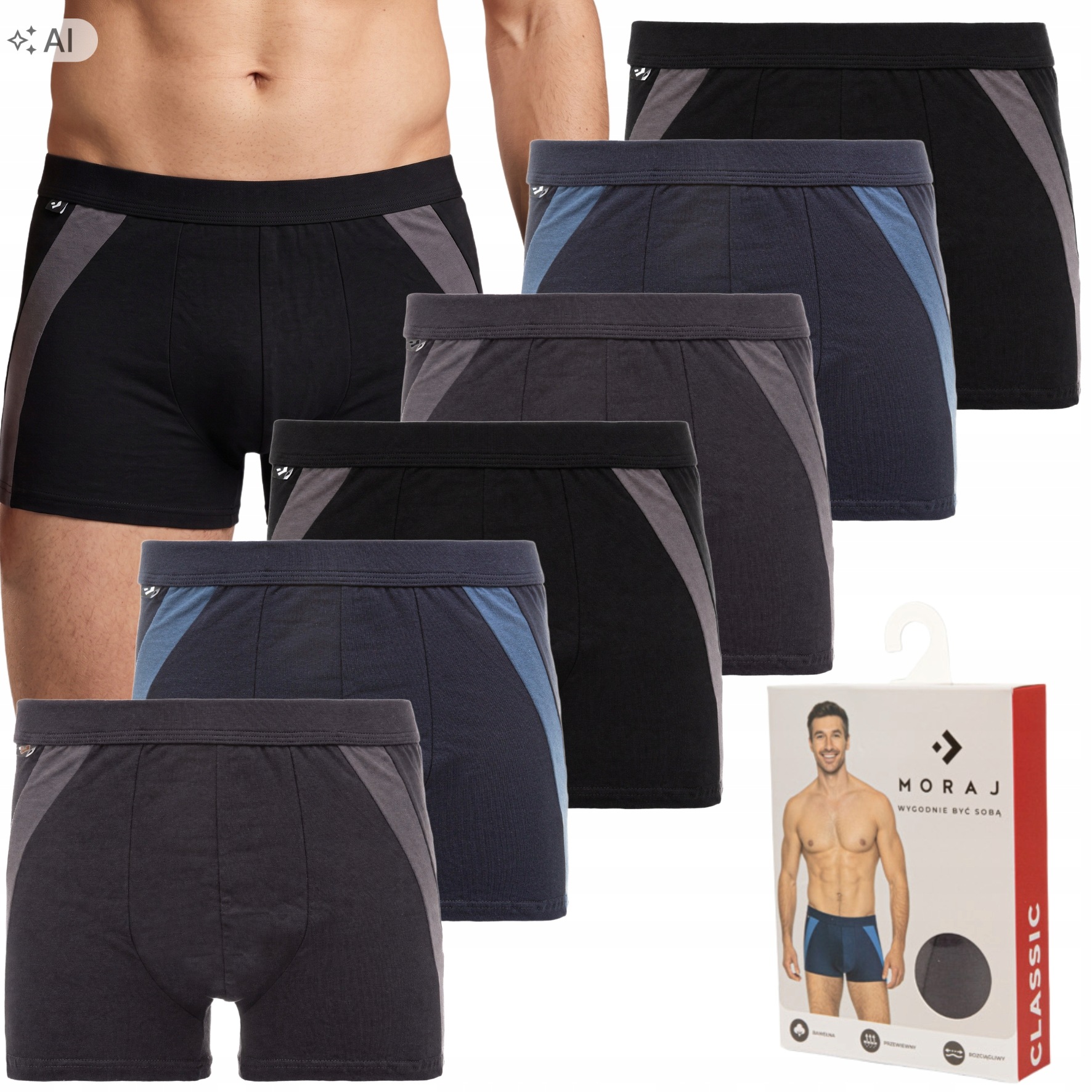Pánské boxerky Slipy Bavlněné Moraj Prodyšné Klasické Sada 6x XL