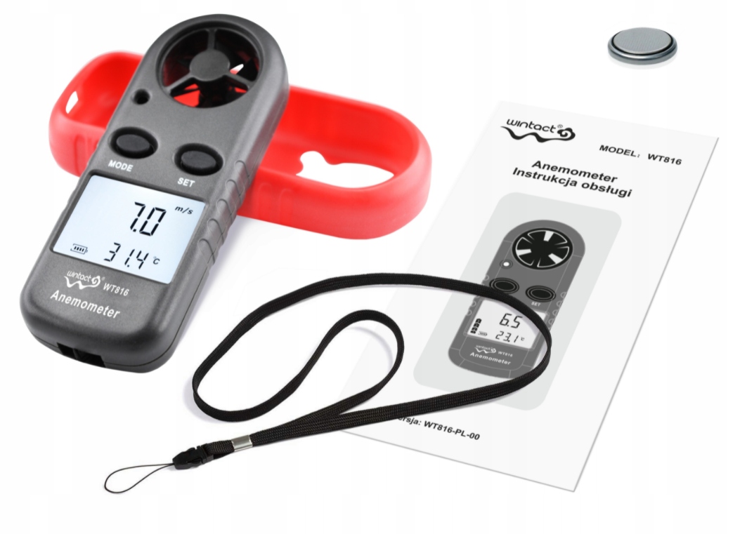 ANEMOMETR WIATROMIERZ Miernik Pomiar Wiatru i Temperatury do 30 m/s LCD Marka Wintact