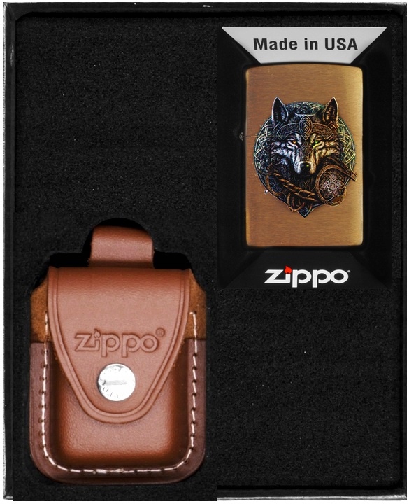 Sada Zippo Zapalovač Wolf Warrior Design Dárkový No2