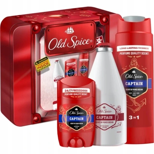 Old Spice Capitan Tin Box Sada Tužka+Gel+Voda po holení