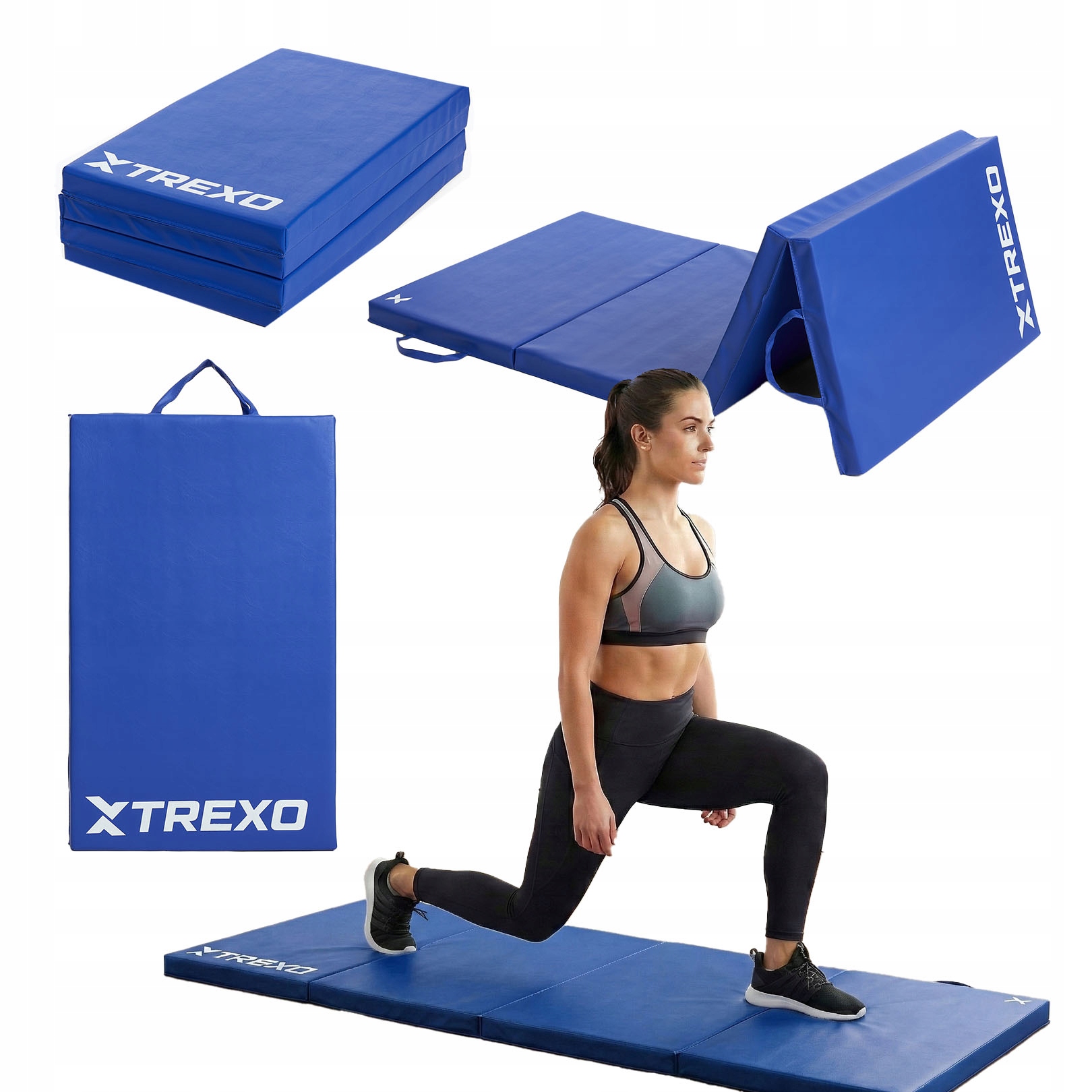 Materac gimnastyczny Xtrexo składany 195x80x5 niebieski Solidny Kompaktowy