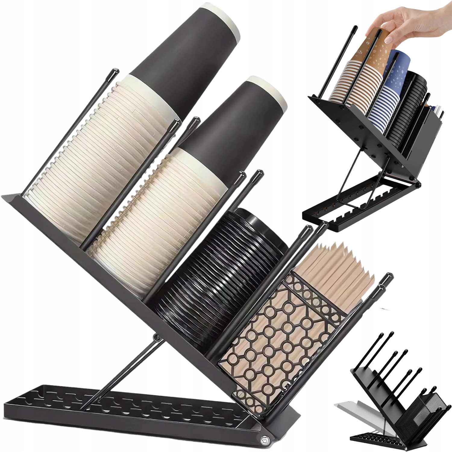 Přenosný Organizér Na Hrnky, Kov, Kované Železo Do Kanceláře Kavárny, Baru, Domu