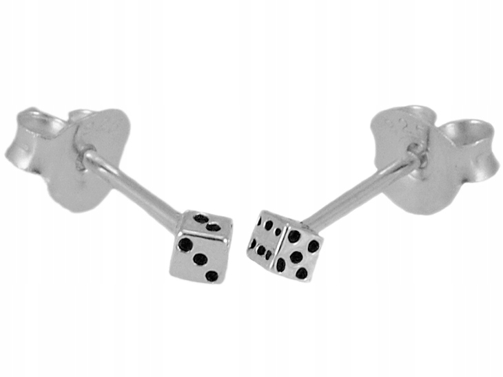 

Kolczyki wkrętki kostki do gry sztyfty srebro 925