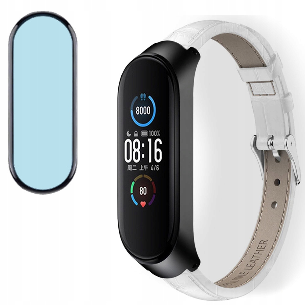 

Pasek Opaska Skórzana + Szkło do Xiaomi MI Band 5