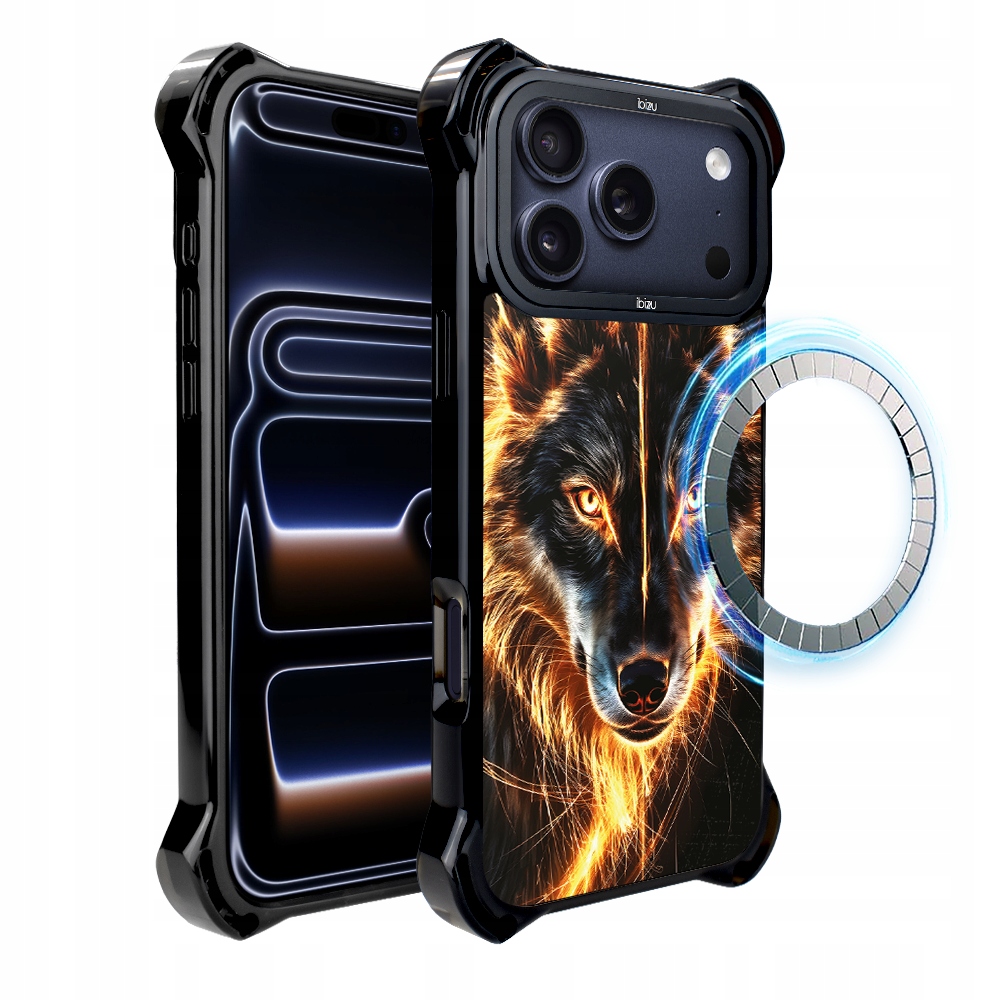 Pouzdro pro iPhone 17 Pro Max Ibizu DropGuard Ultra s MagSafe, Ohnivý vlk