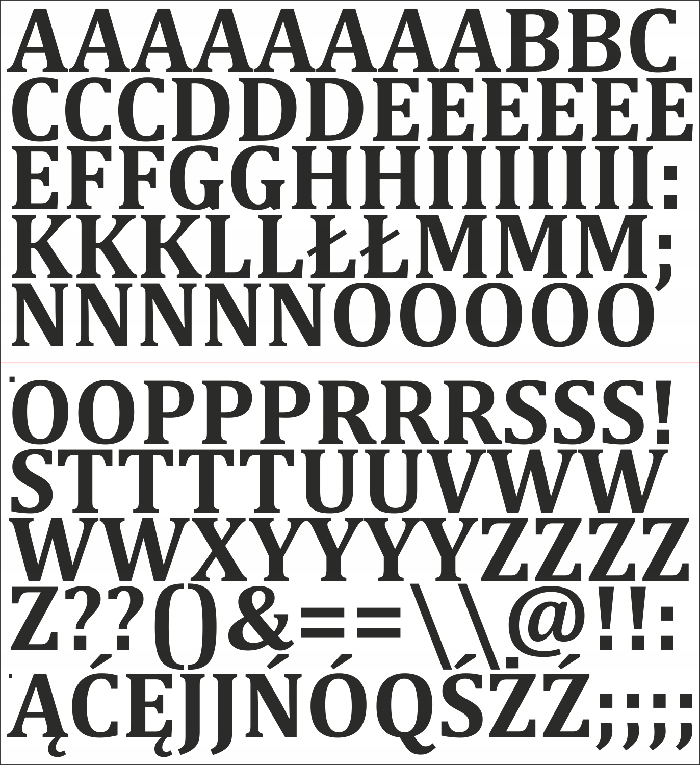 

Litery Samoprzylepne naklejki arkusz 3 cm