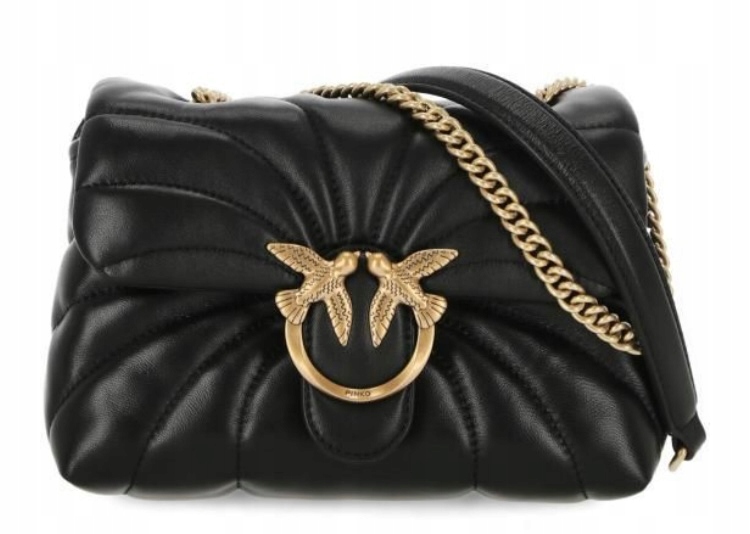 Pinko kožená kabelka kabelka přes rameno Love Puff Mini Butterfly Nero