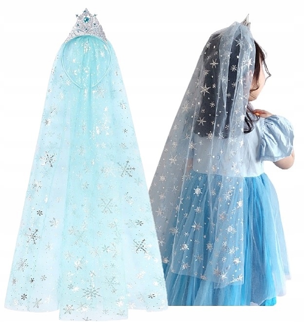 

Błyszcząca Korona Elsa Opaska Z Długim Welonem