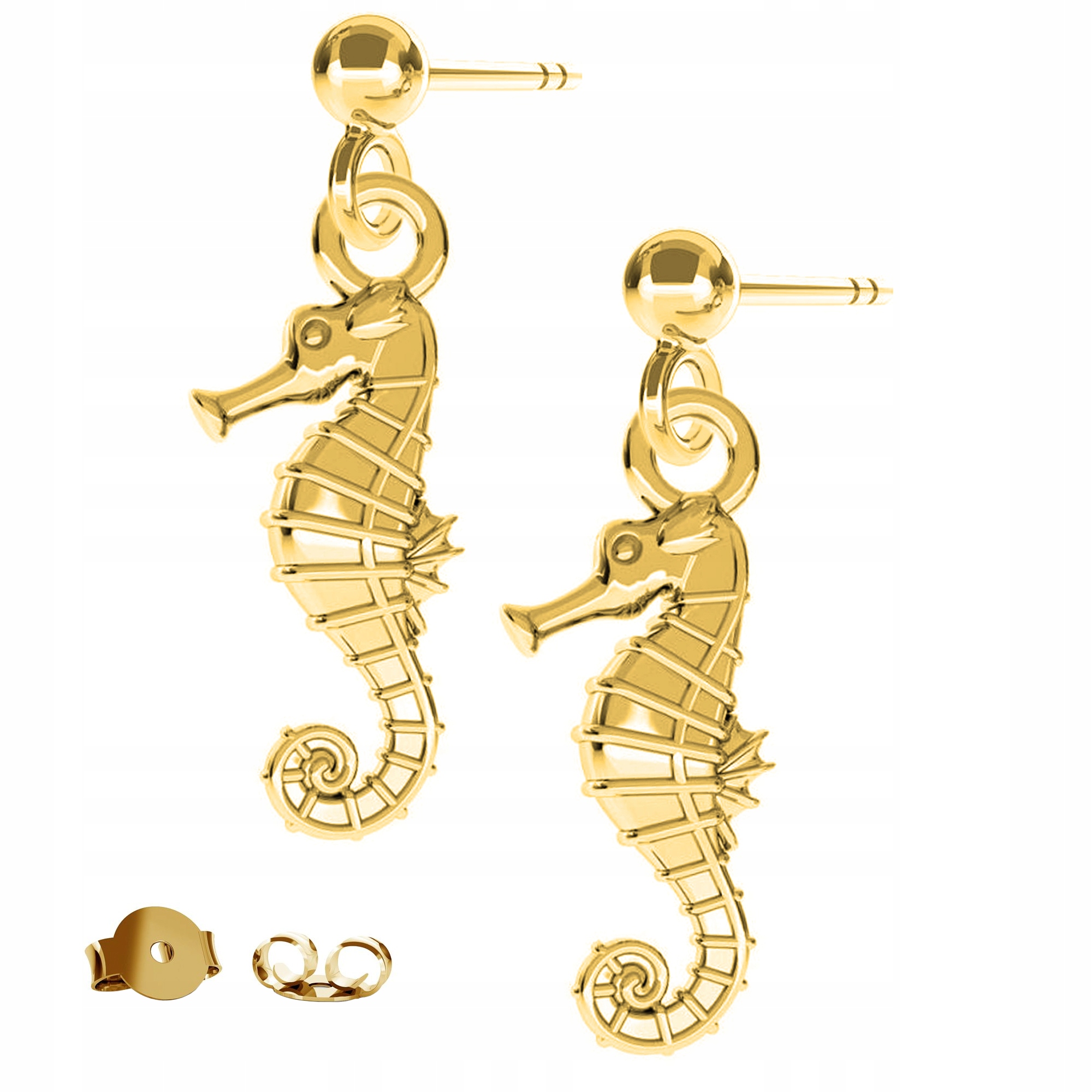 Náušnice zlaté Mořský koník Moře 925