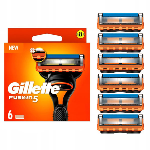 Gillette Fusion 5 Oryginalne Wymienne Ostrza Wkłady Do Maszynki 6szt