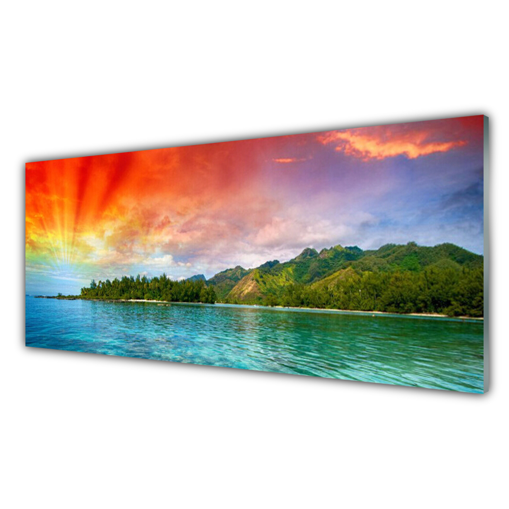 

Fotoobraz akryl 125x50 Morze Las Niebo Krajobraz