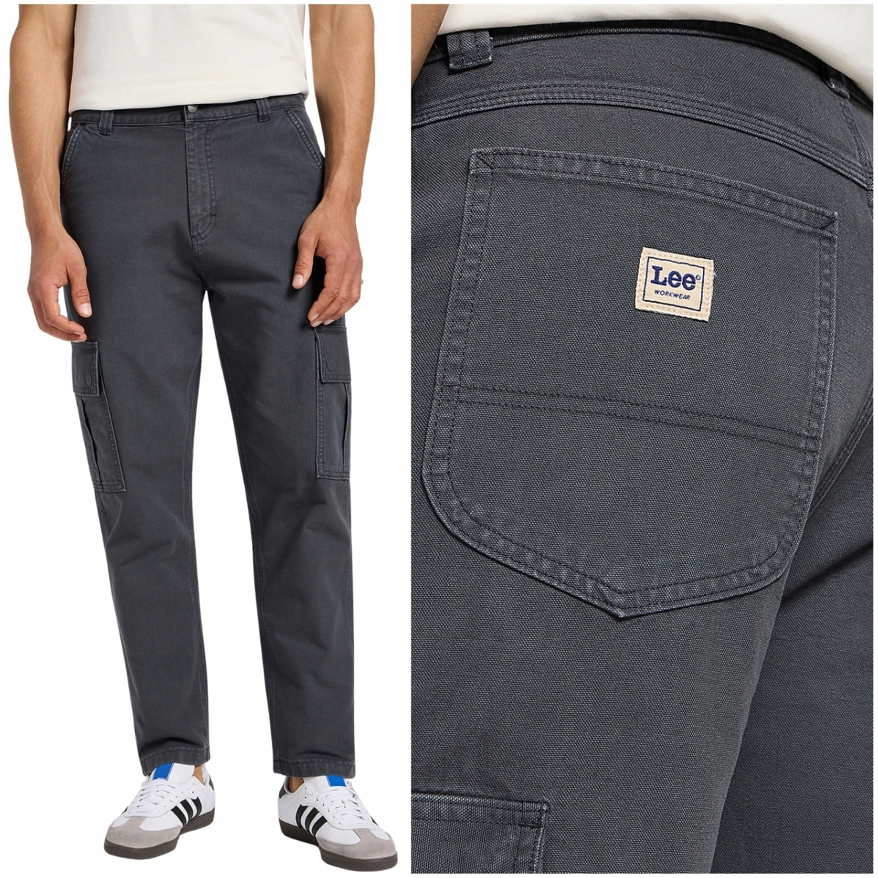 Lee Cargo Pant Dark Muted Gray Workwear látkové kalhoty kapsáče W32 L32