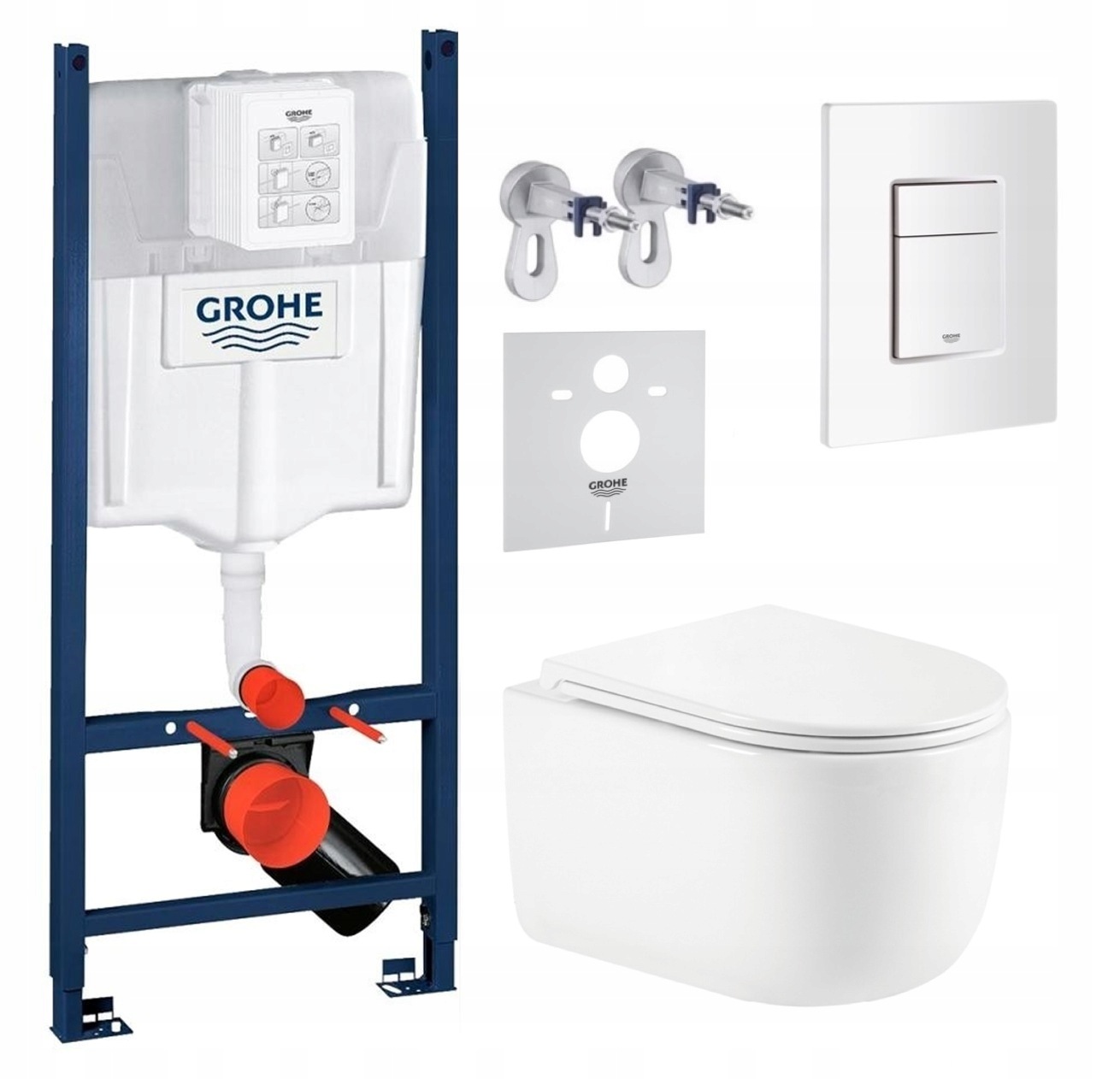 Grohe Miska Wc Tornado z deska Przycisk Zestaw Podtynkowy Premium 7w1