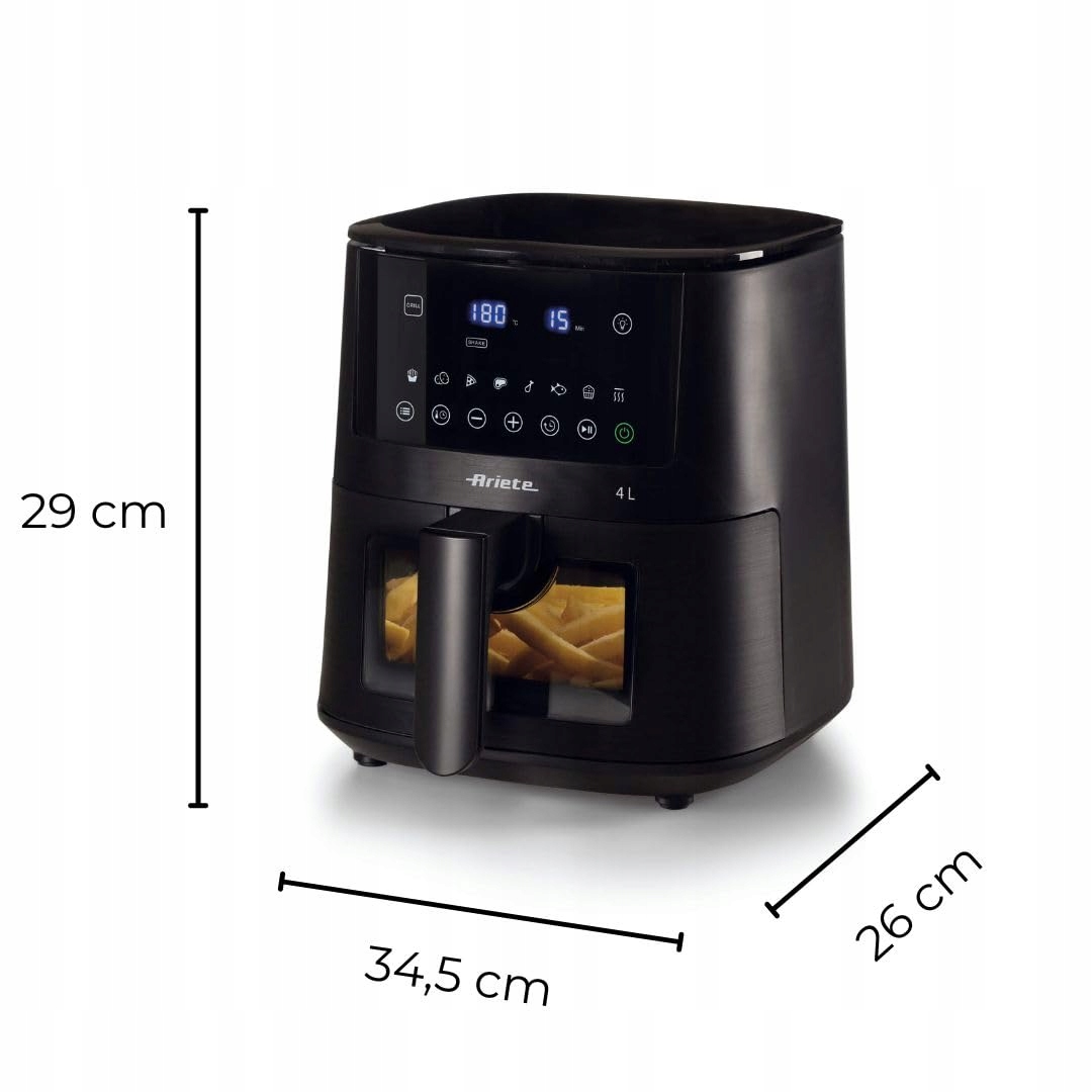ARIETE Frytkownica Beztłuszczowa 4L 1400W 9 Programów Grill Czarna — miniatura 3