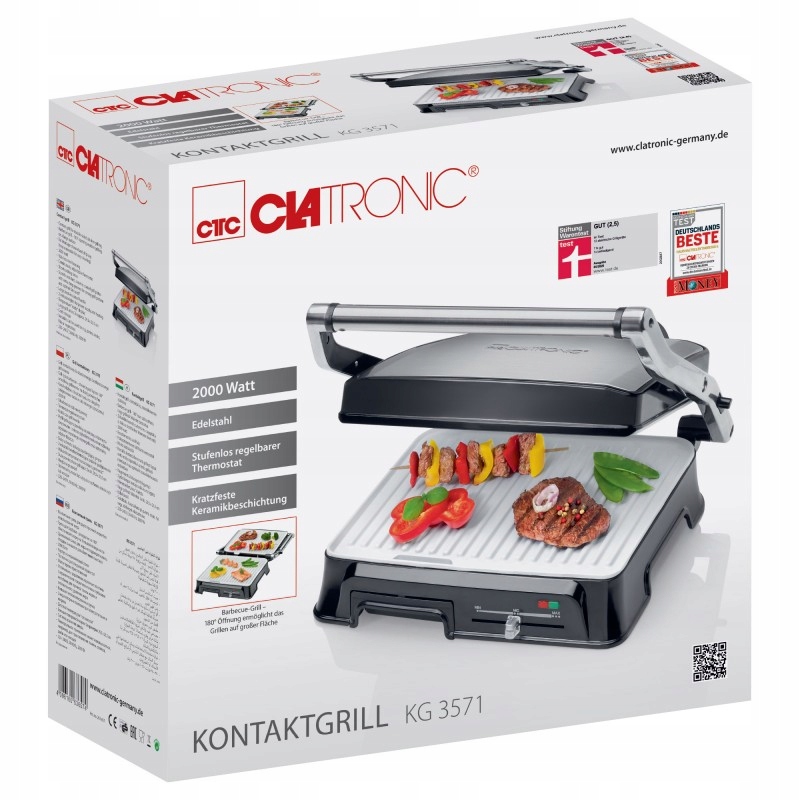 GRILL OPIEKACZ ELEKTRYCZNY ROZKŁADANY BEZ DYMU Szerokość produktu 33 cm