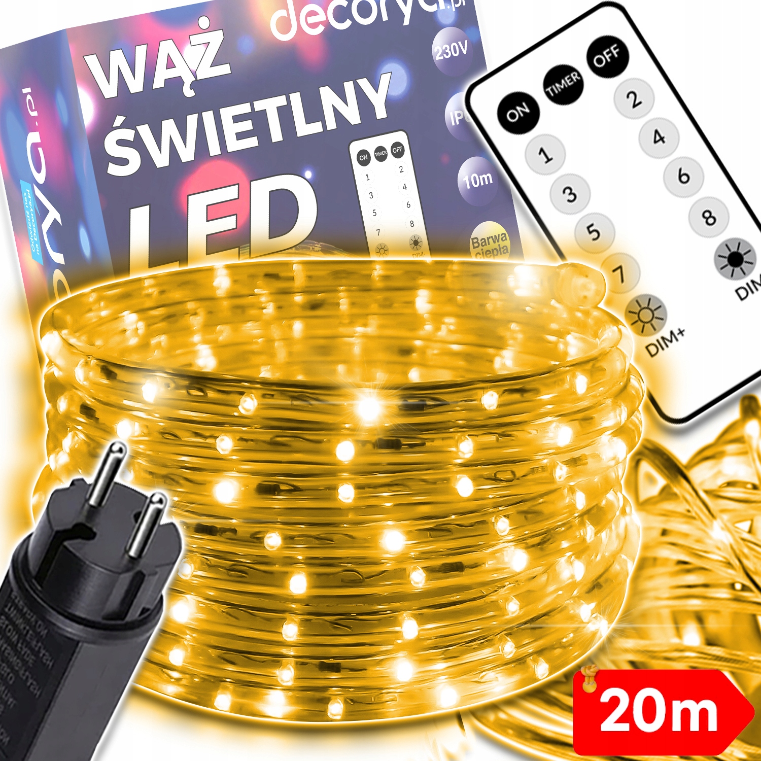 Světelný Had Led Vánoční Osvětlení Na Stromeček Venkovní Girlanda 20M Voděodolný IP67