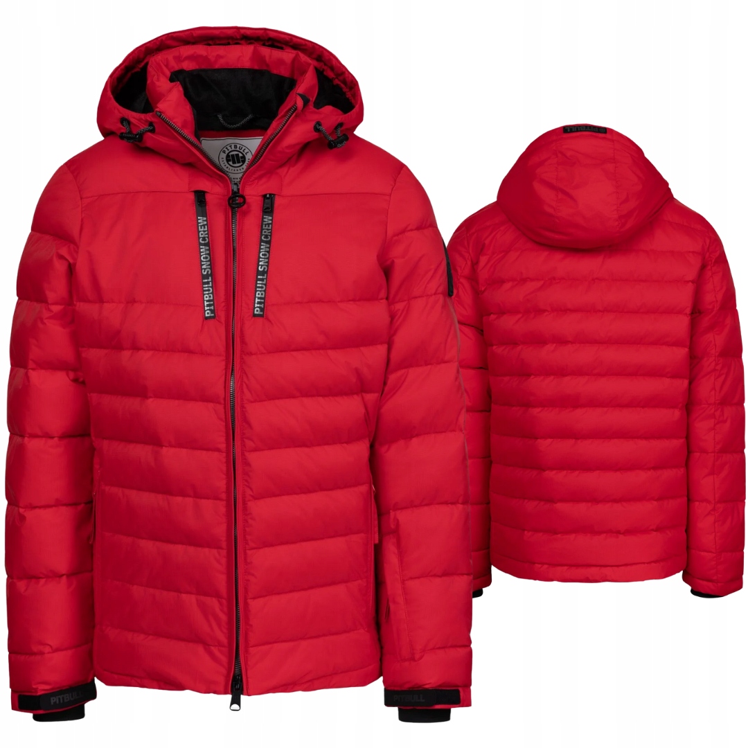 Pitbull West Coast Pánská Zimní Bunda S Kapucí Crestline Červená XXL