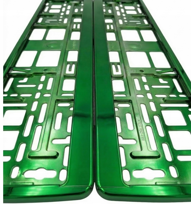 Ramki Pod Tablicę Metalizowane Chrom Zielone 2 Szt