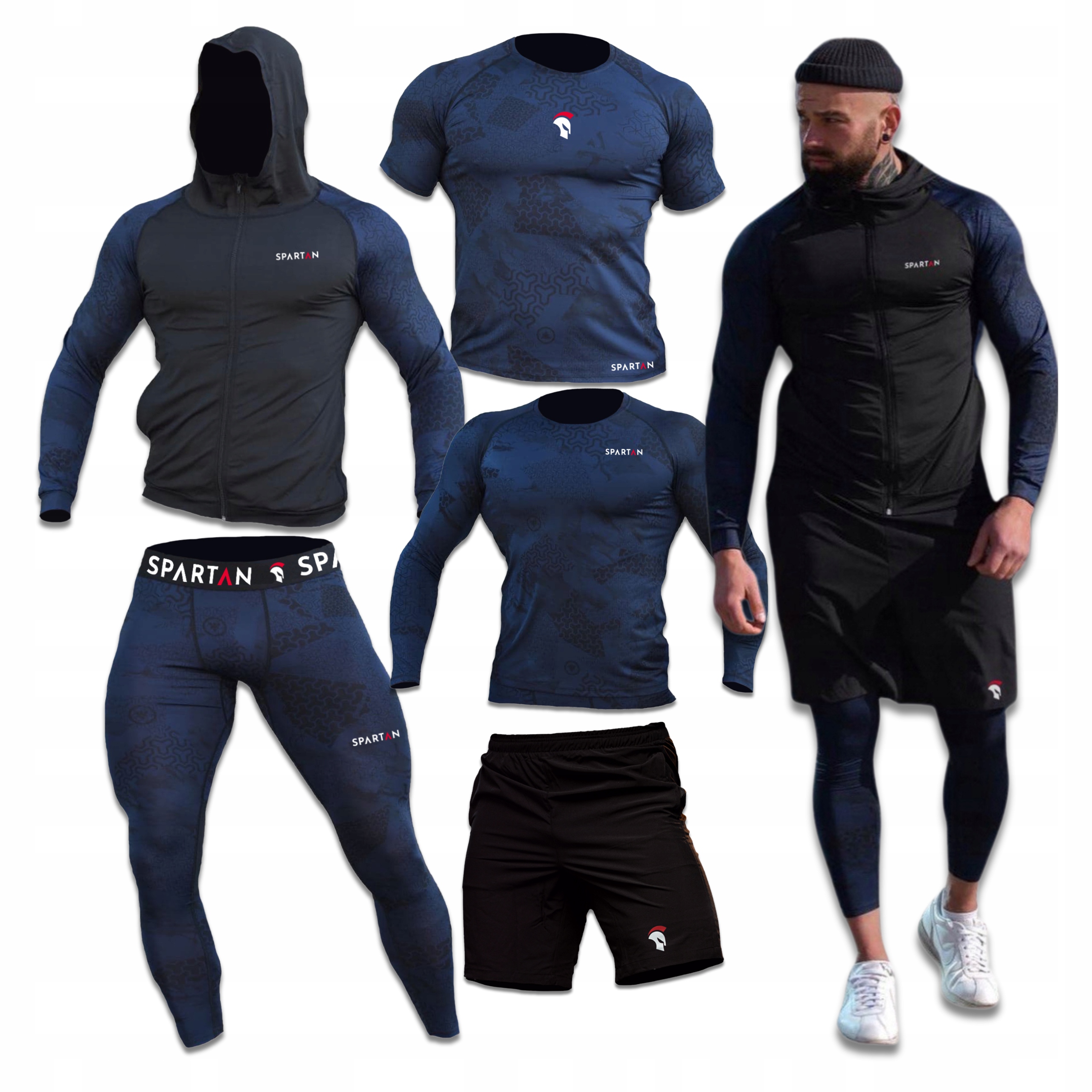 Koszulka Termoaktywna Treningowa Męska Bluza Spodnie Na Siłownie 5w1 Rozm M