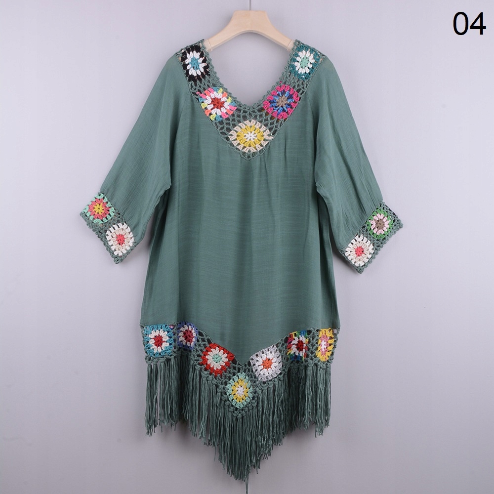 PAREO TUNIKA BOHO LETNIA SUKIENKA NARZUTKA PLAŻOWA Wzór dominujący mix wzorów