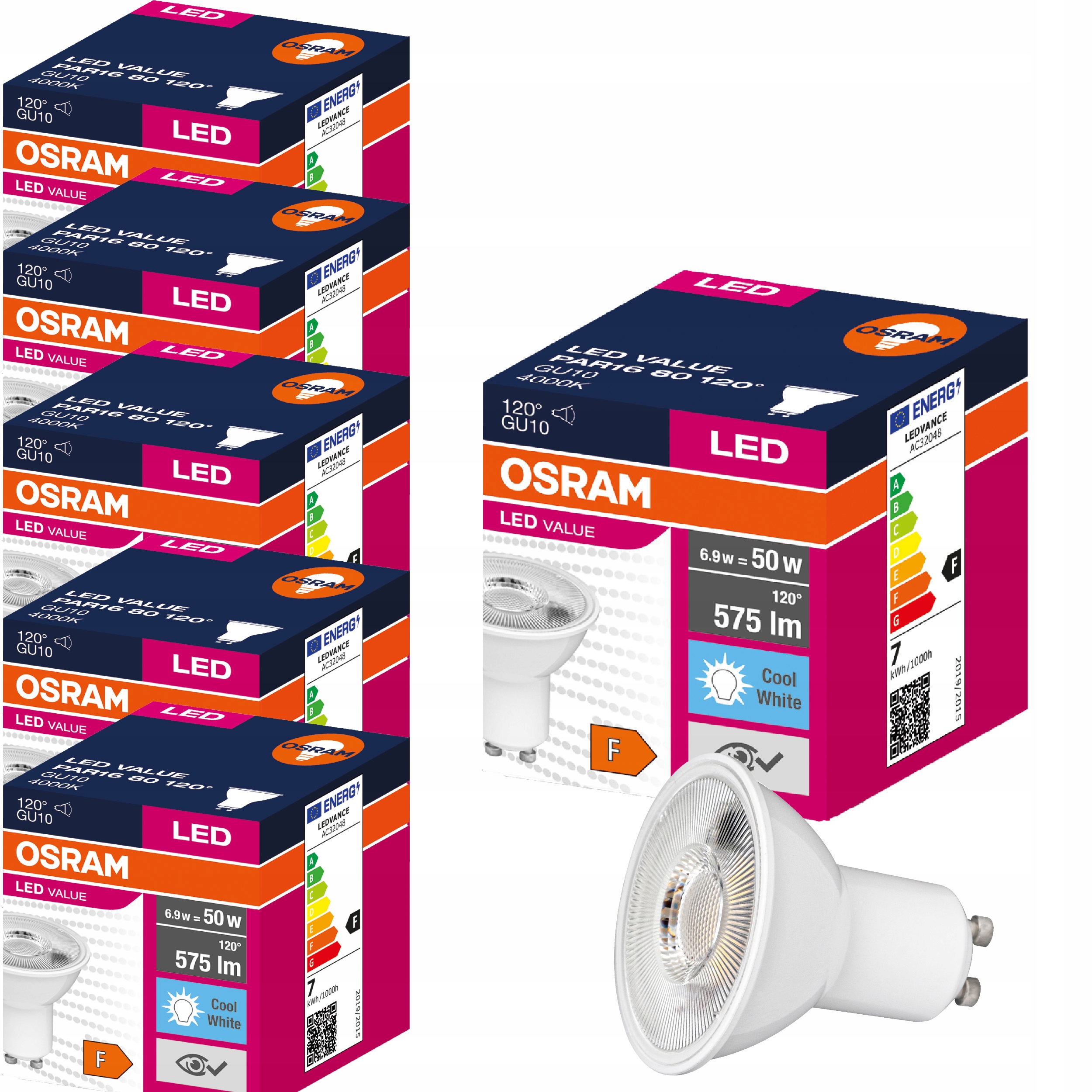 

Osram żarówka Led GU10 6,9W=50W 575lm 4000K x 6