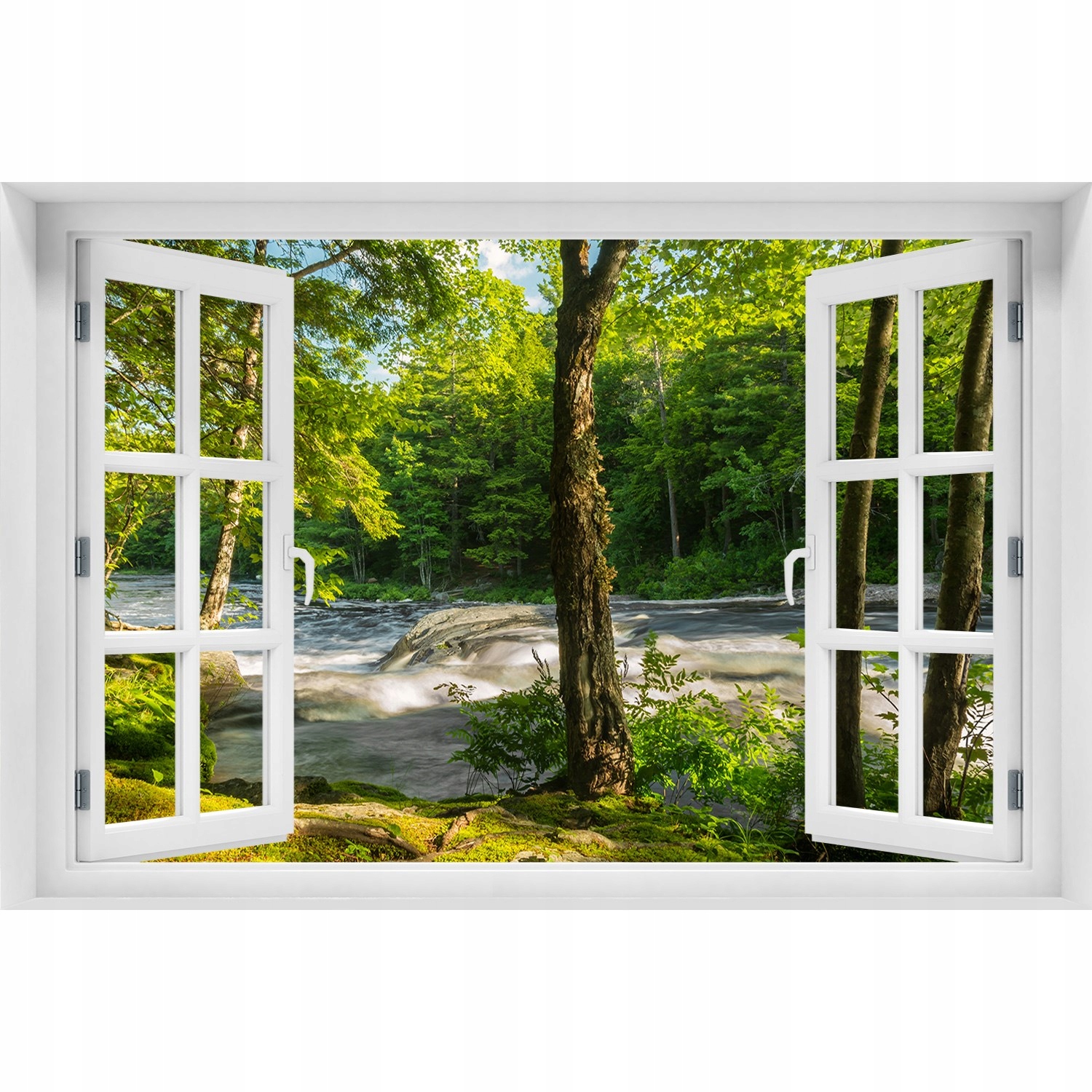 

Naklejka 3D Okno na ścianę Rzeka w lesie 150x100