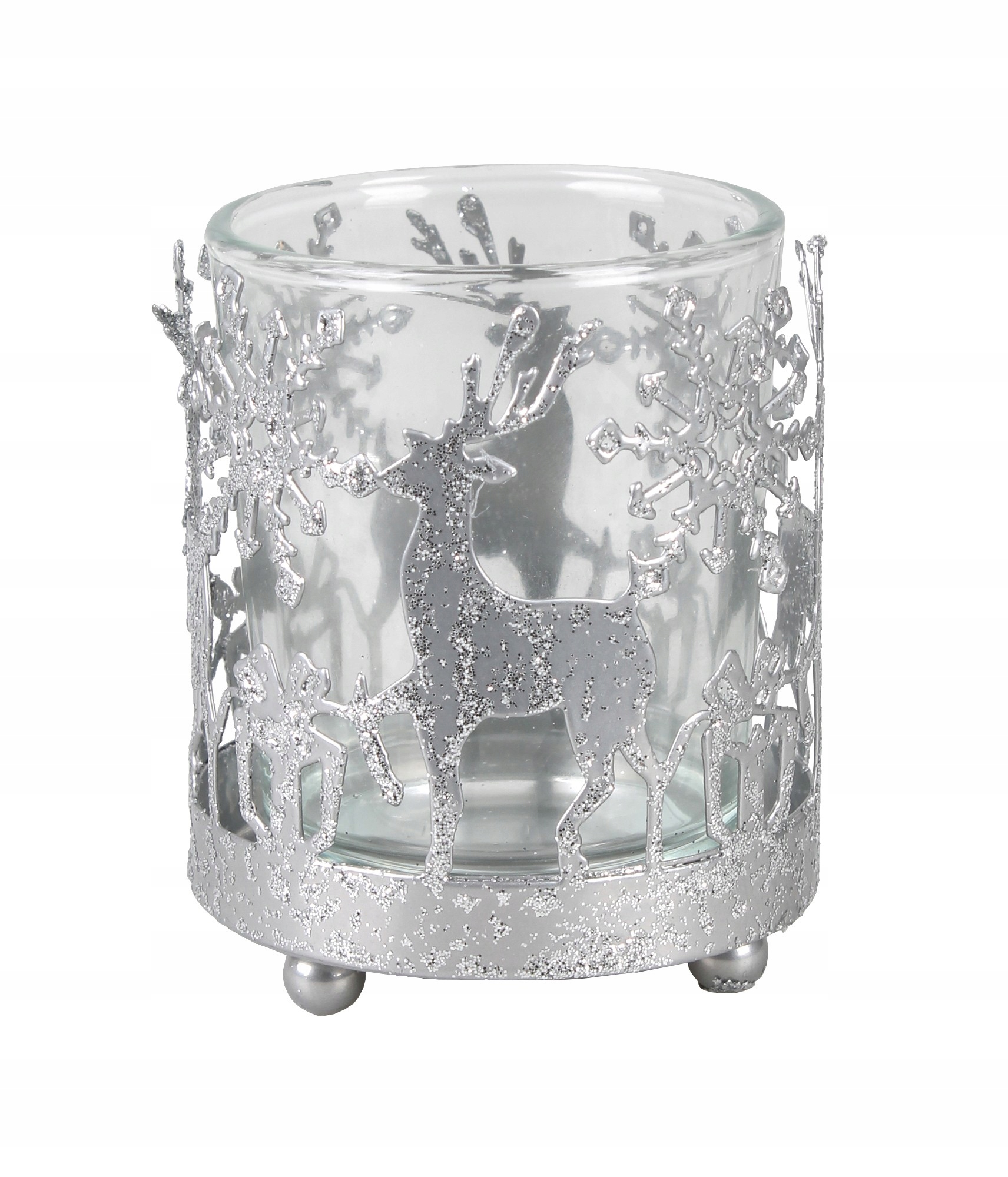 

Lampion Szklany Z Metalową Osłonką Renifery