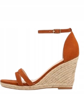 Como Paris Hnědé Espadrilkové Sandály Na Klínku S Pásky 40 3DA