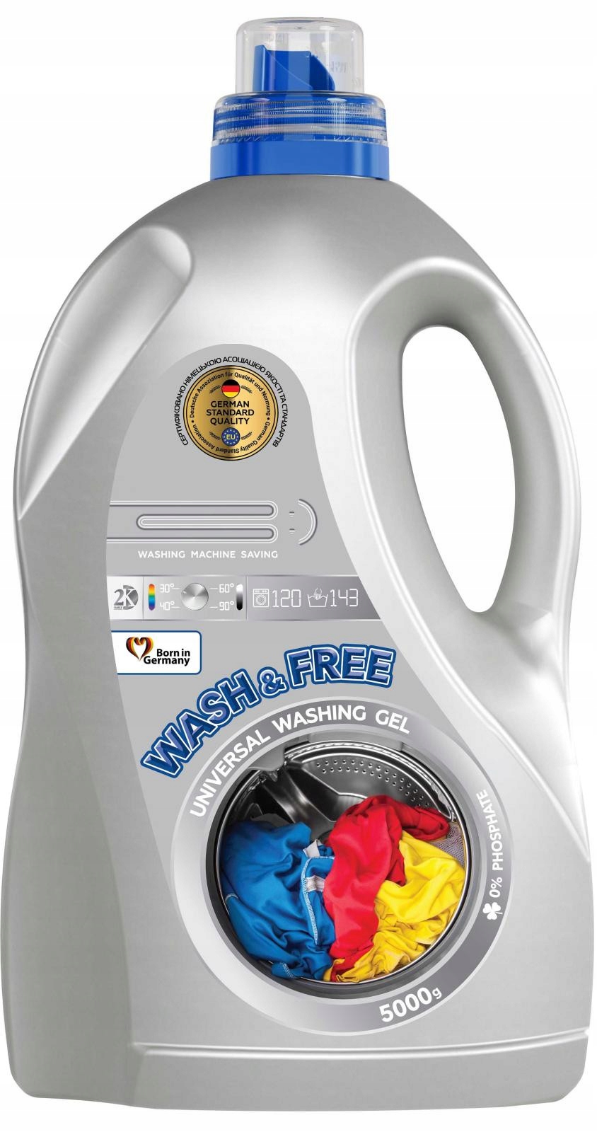 

Wash&free Niemiecki żel do prania 143 Prań, 5l