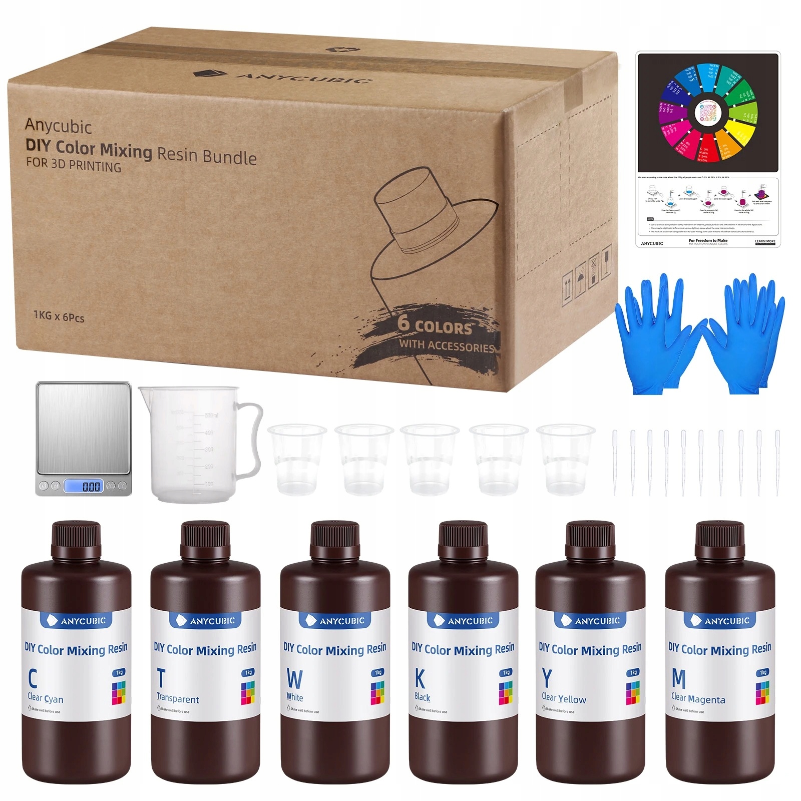 Anycubic Diy Mixing Resin Bundle 6kg Zestaw Żywic Uv Akcesoriów