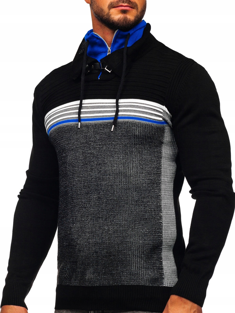 

Sweter Męski Ze Stójką Czarny 1051 DENLEY_2XL