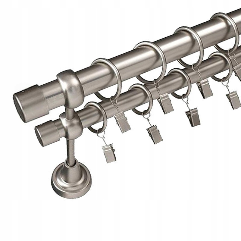 

Nowoczesny Srebrny 340 cm karnisz z zakończeniami