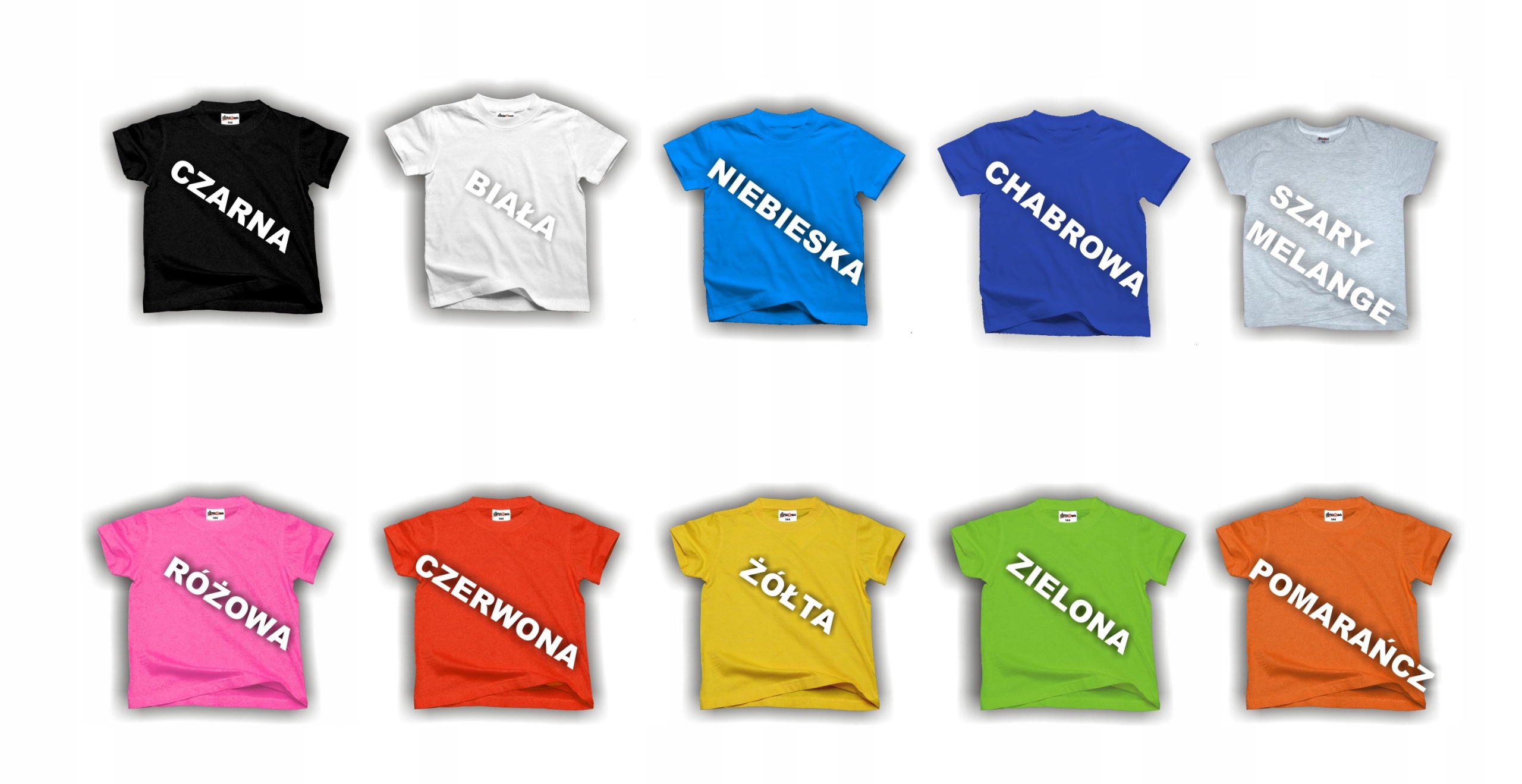 KOSZULKA Z TWOIM NADRUKIEM IMIĘ RÓŻNE KOLORY R122 Wiek dziecka 6 lat +