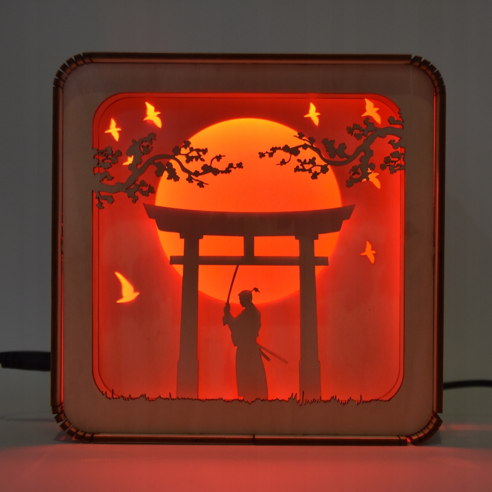 Podświetlany BOX LED | Motyw Samuraja | Prezent