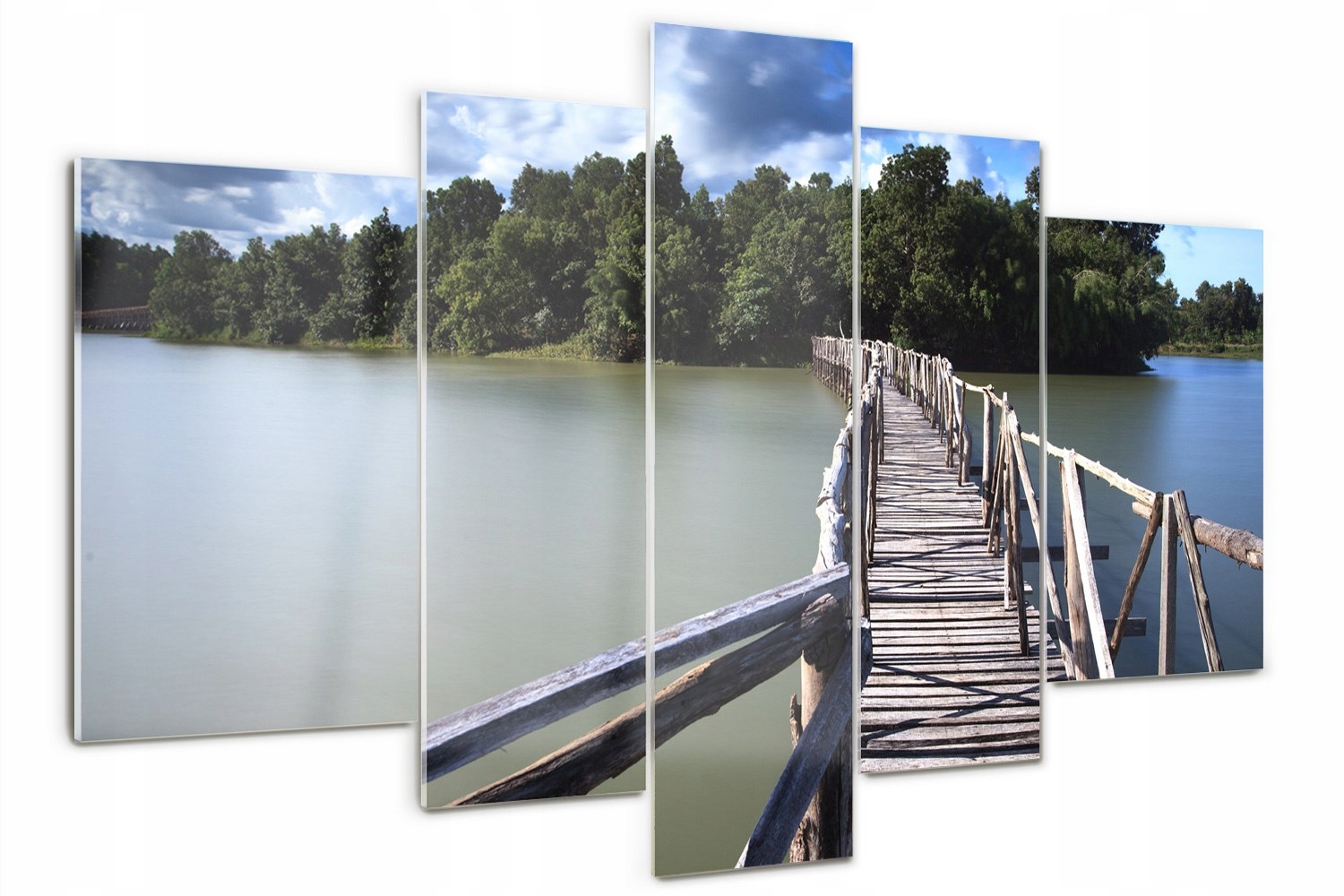 

Obraz szklany tryptyk do sypialni Drewniany most