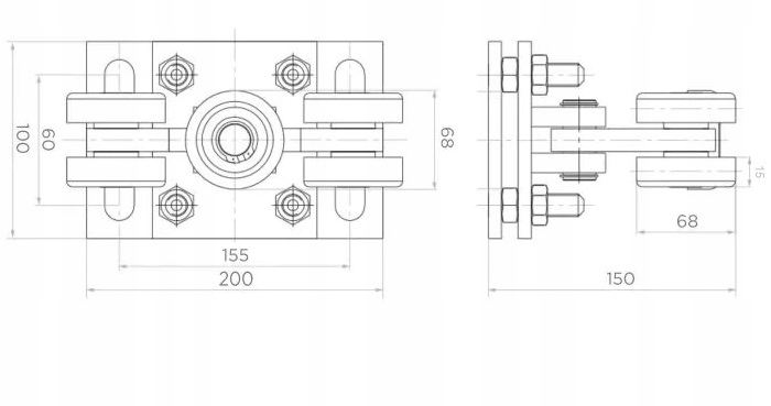 WÓZEK WÓZKI ROLKI DO BRAMY PRZESUWNEJ 80x80 ZESTAW Marka inna