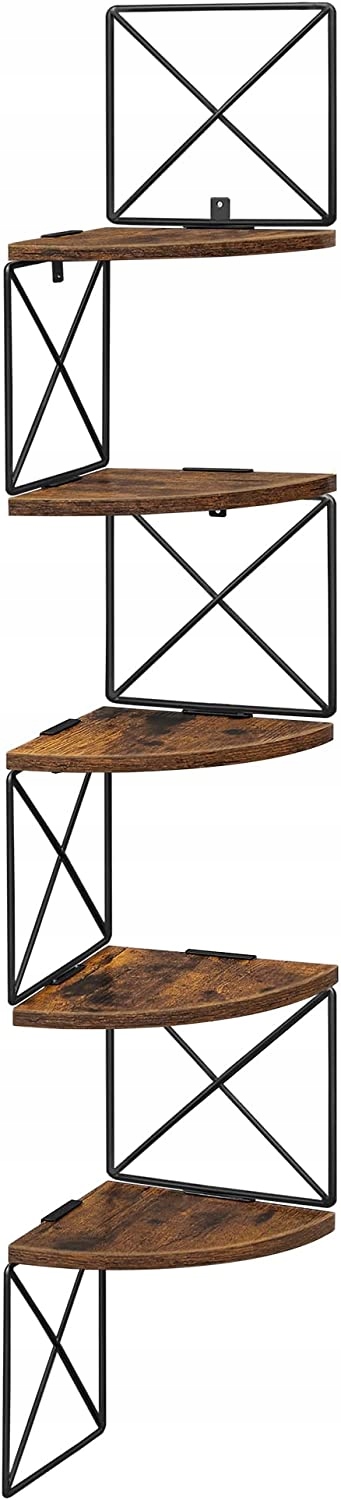

Regał z półkami narożny ścienny 128 cm Loft brąz