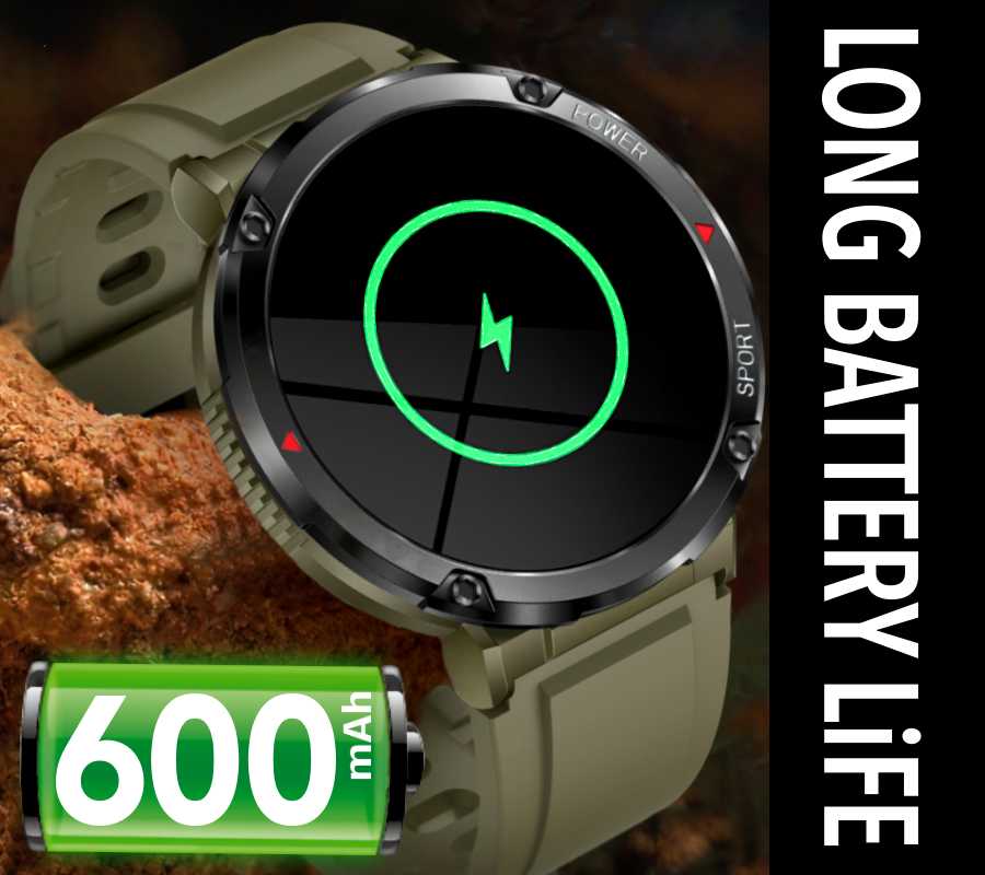 SMARTWATCH MĘSKI RUBICON CIŚNIENIE ROZMOWY SMS 600 mAh !!! SMS EKG PL MENU Kształt koperty okrągła