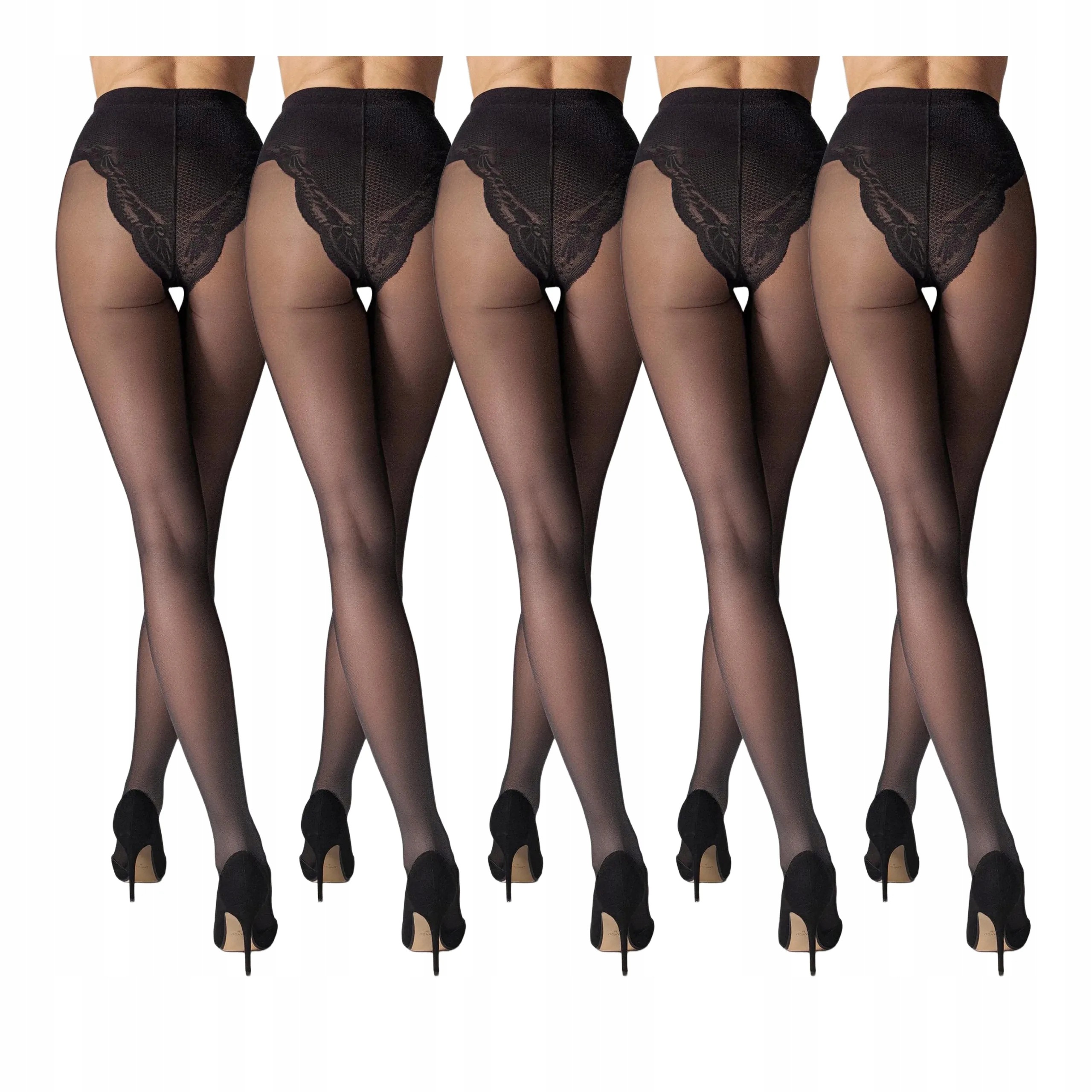5 párů Punčocháče s modelovací částí 5x Černá 4-L