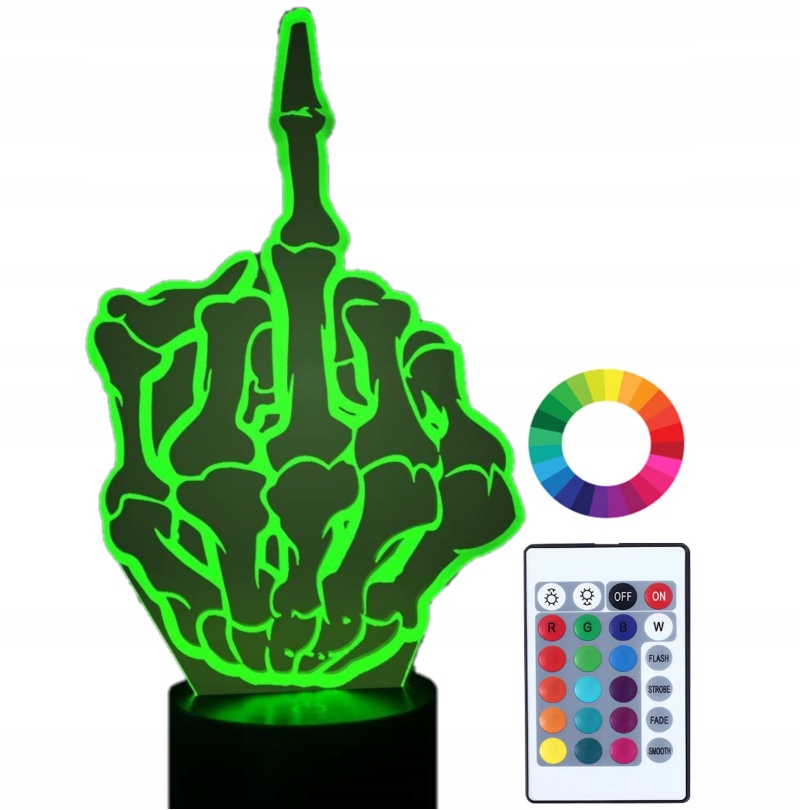 

Lampka Nocna Środkowy Palec Kości 3D Led Imię