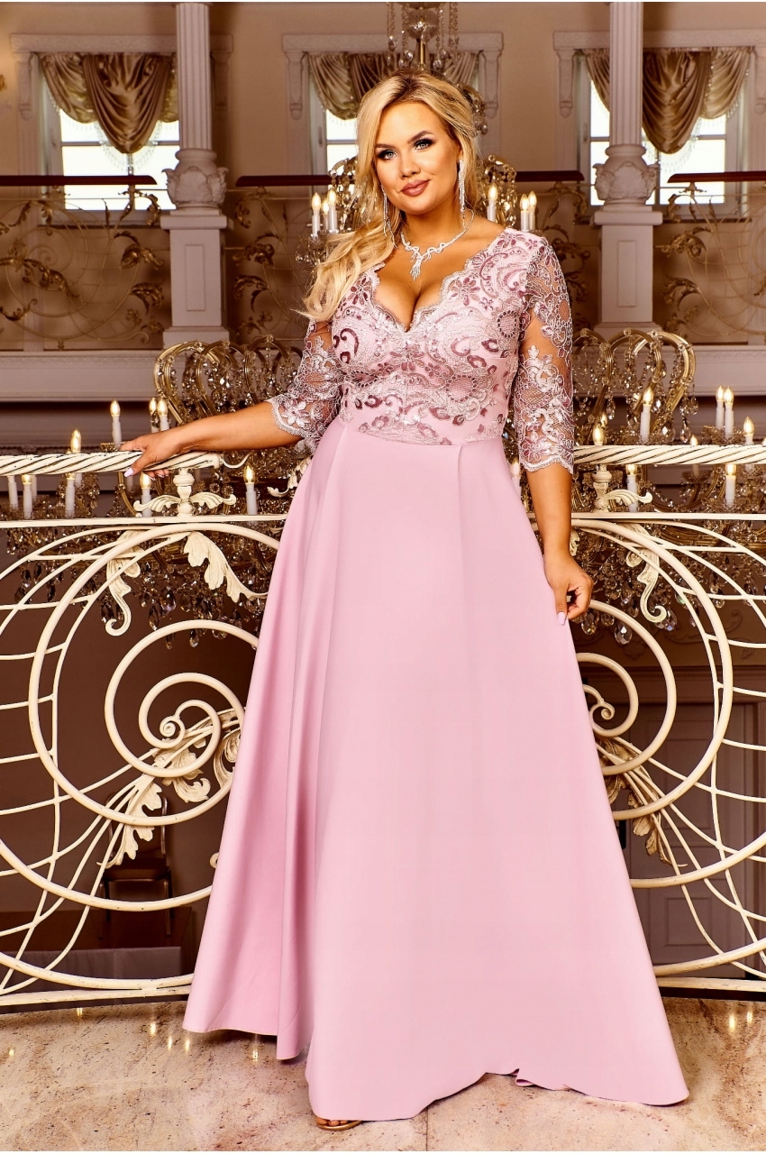 Crystal rękaw 3/4 suknia wieczorowa plus size