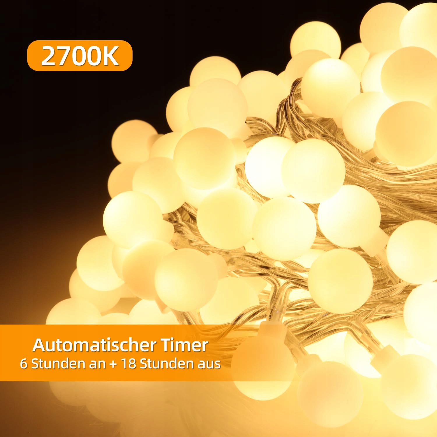 DA LIGHT Girlanda Świetlna 20m 200 LED Ciepłe Białe Do Ogrodu i Wnętrz — miniatura 3