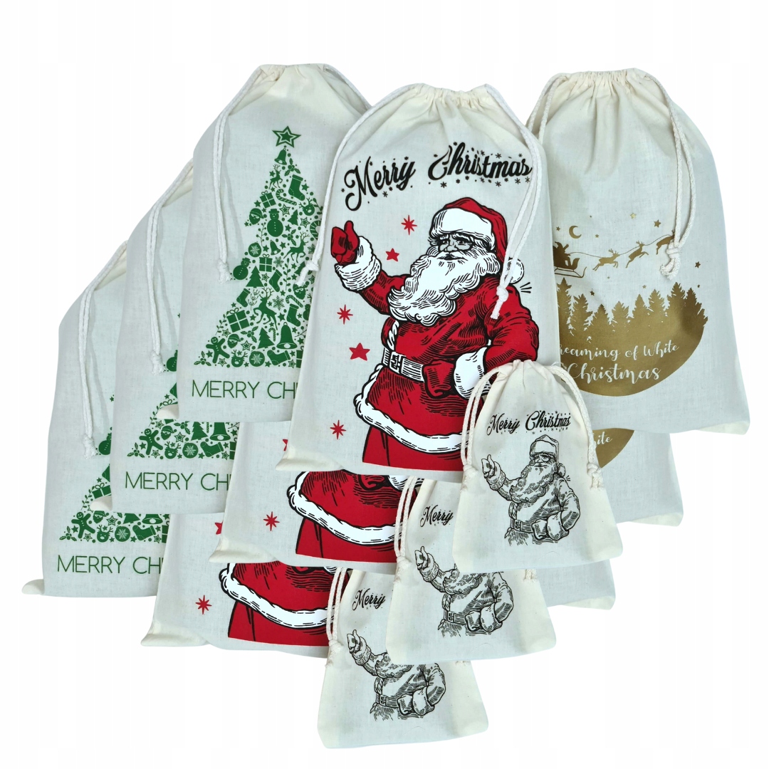 

Worki Prezentowe Na Święta Prezenty Mikołaja 12szt