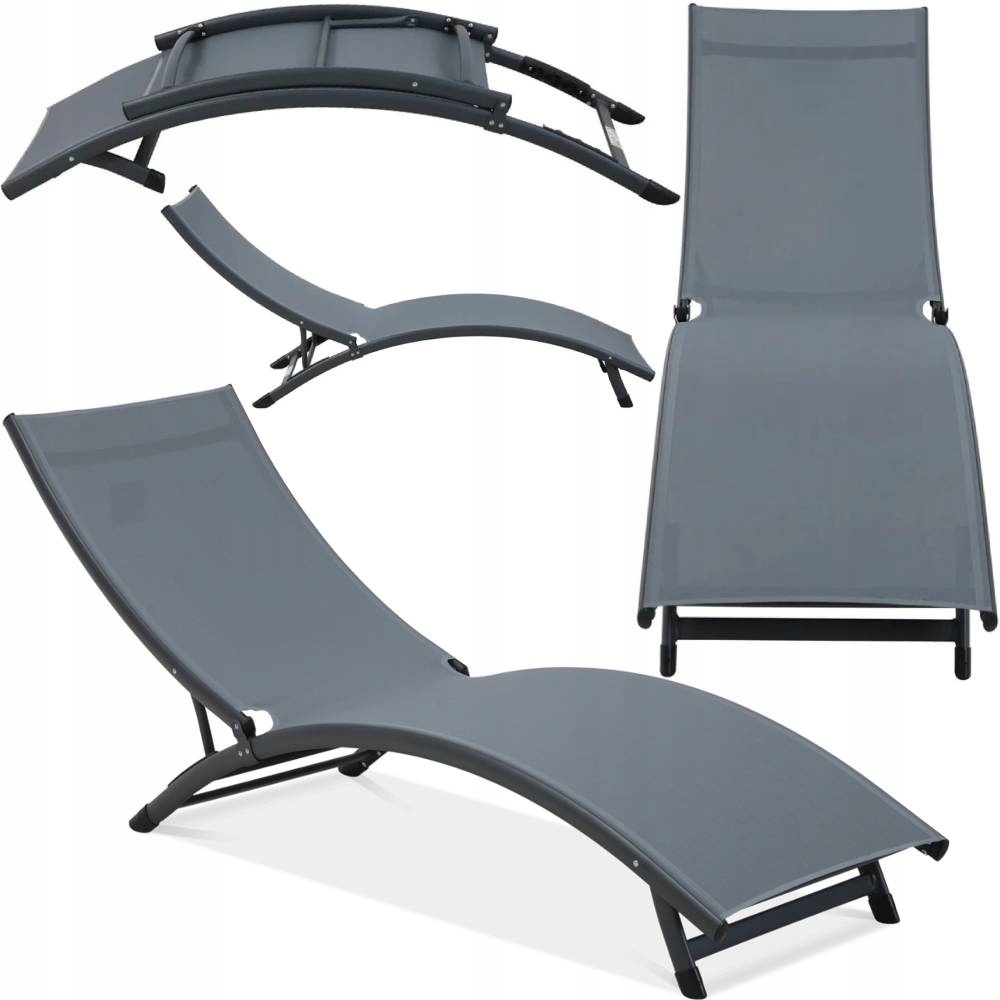 Leżak Ogrodowy Plażowy Składany Mocny Szary Focus Garden Star