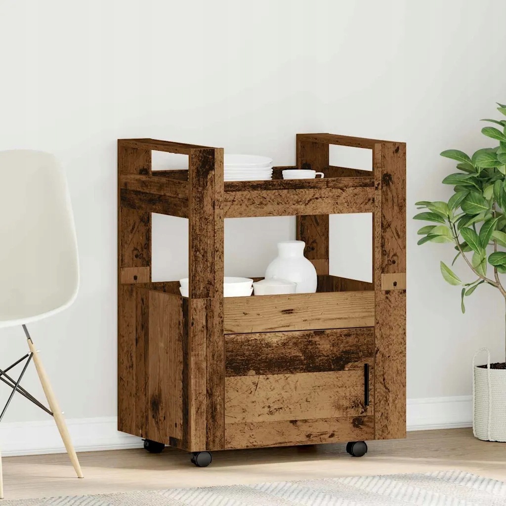 vidaXL Kuchyňský vozík Staré dřevo 60 x 45 x 80 cm Kompozitní dřevo