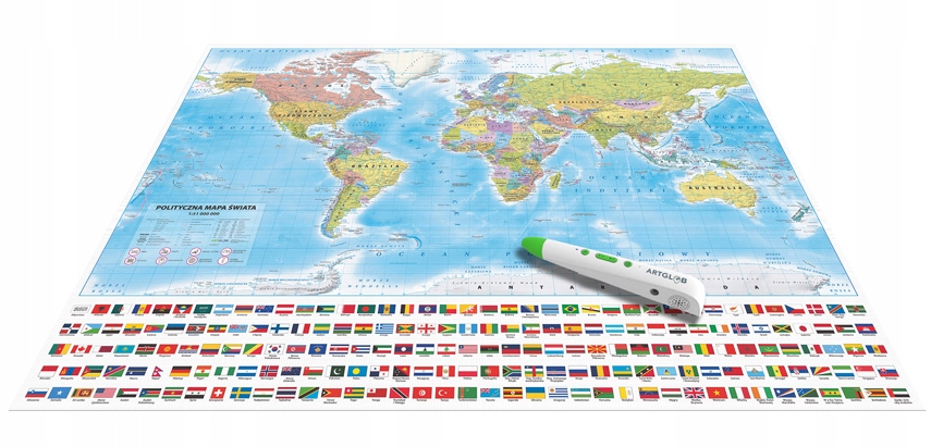 MundiMap INTERAKTYWNA MAPA ŚWIATA + PIÓRO edukacyjna dla dzieci z ARTGLOB Rodzaj polityczna