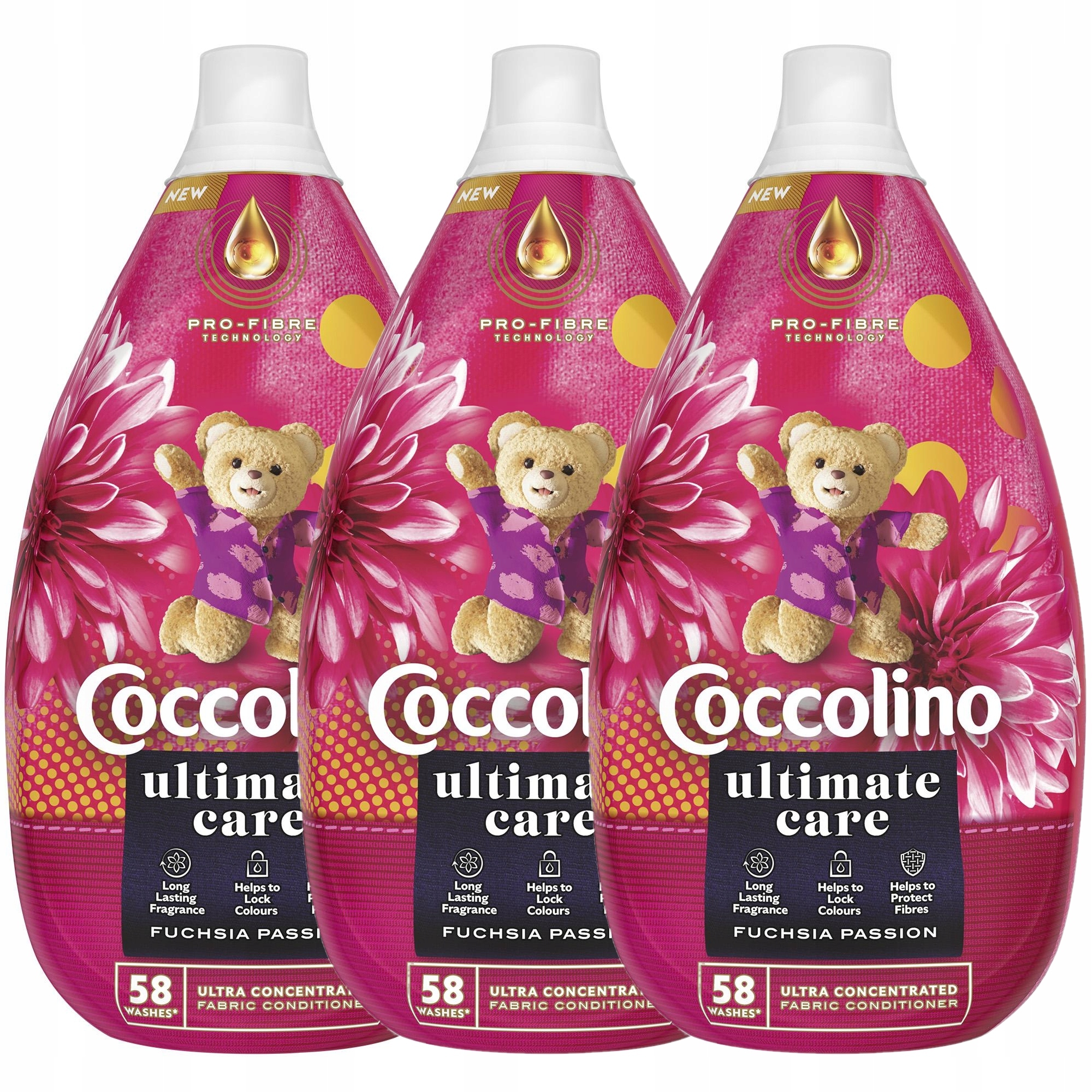 3x Płyn Do Płukania Ubrań Tkanin Coccolino Ultimate Care Fuchsia 3x 870ML